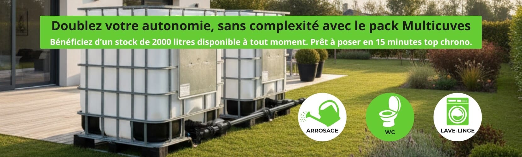 Illustration des int&eacute;r&ecirc;ts du pack trois cuves + kit de raccordement